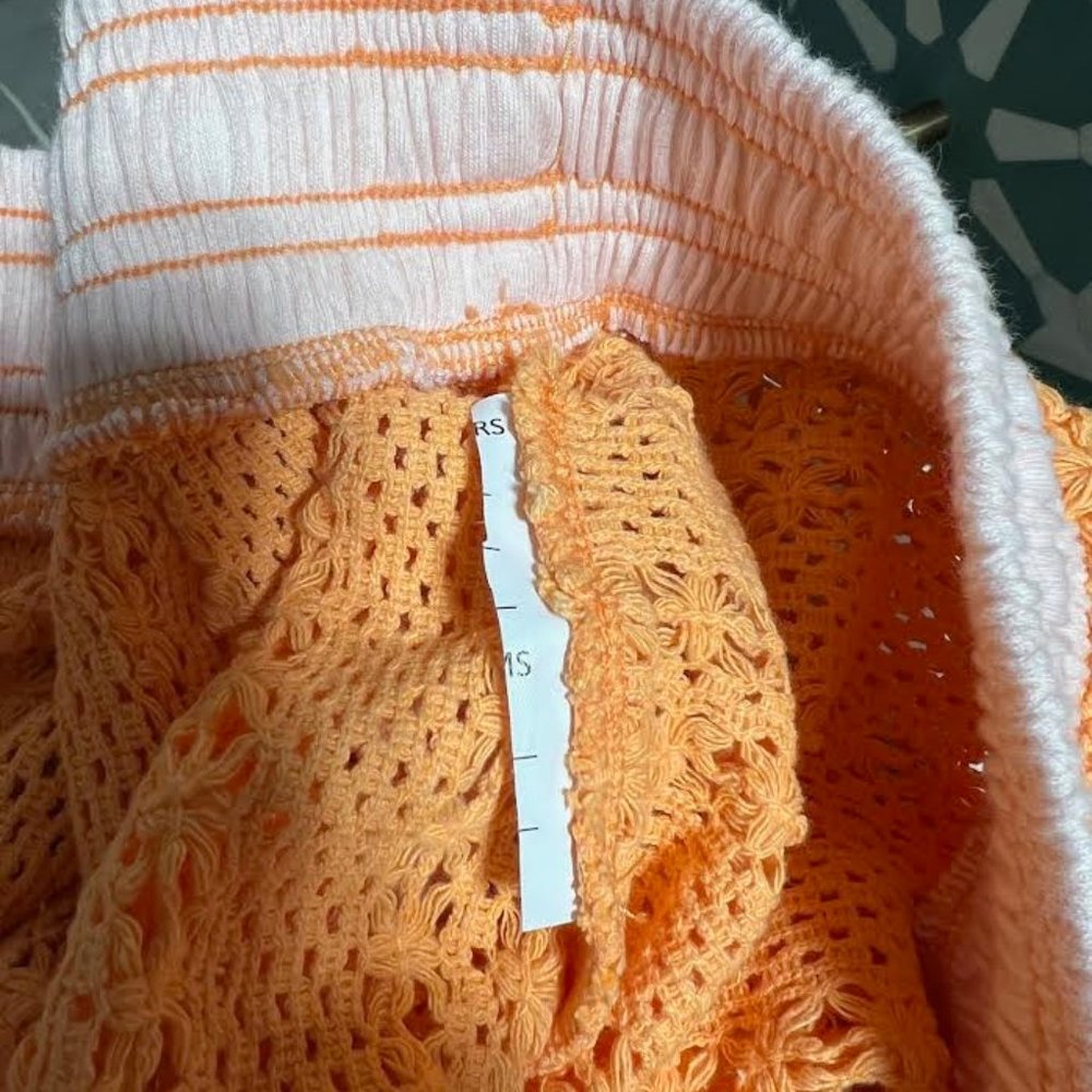 NWOT Free People Crocheted Haram Pants in Orange/Pink - L/XL - Picture 9 of 9